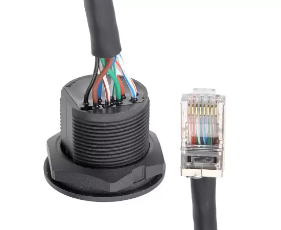 EP-RJ45パネルフロントインストール女性ソケット/オスのストレートプラグワイヤー接着剤充填（スレッド）