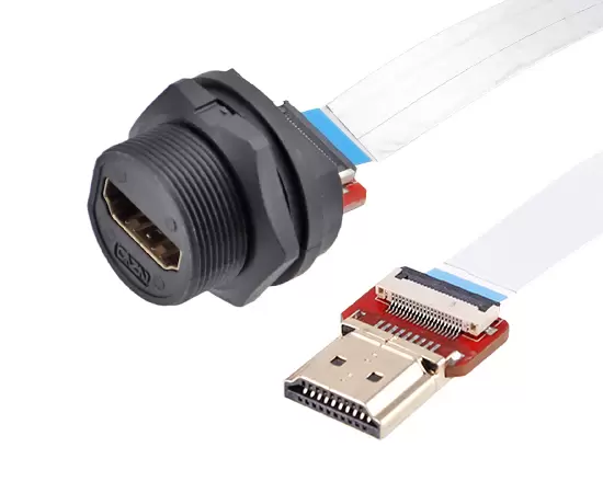 HDMIメスバックマウントストレートHDMI男性FFCタイプ（スレッド）