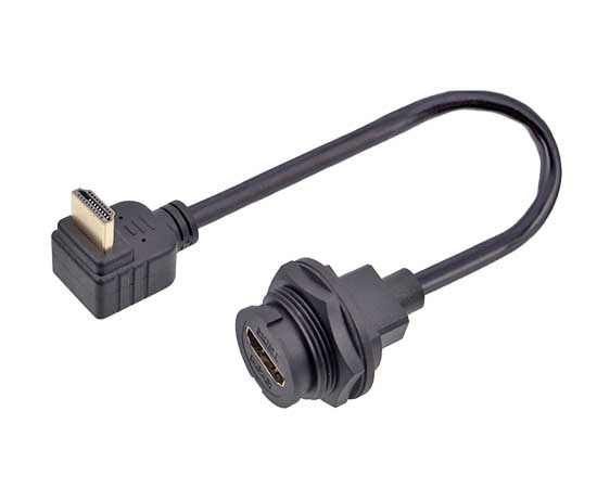E16 HDMIメスバックパネルマウントレセプタクルR/A男性ケーブル（銃剣）