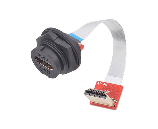 E16 HDMIメスバックマウントからR/A HDMI男性FFCタイプ（銃剣）