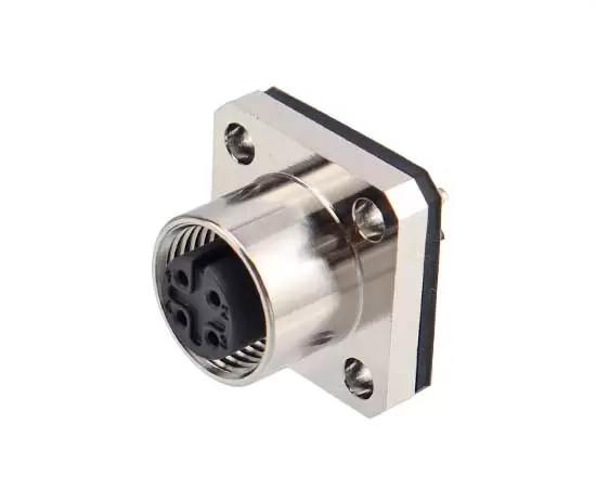 M12四角いフランジ女性ソケット（はんだ、14*14）