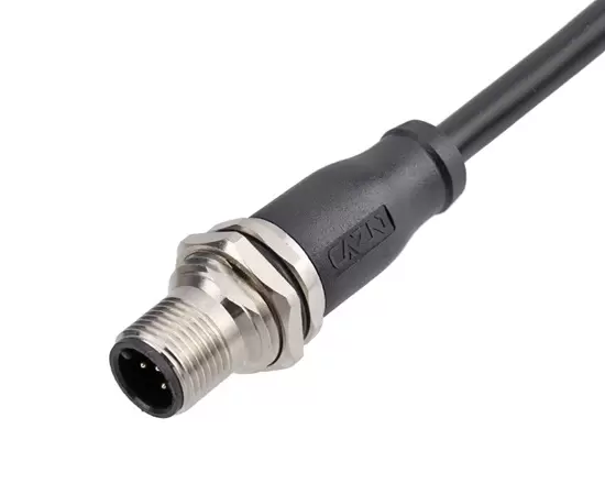 シールドチューブワイヤーハーネスを備えたM12成形雄ソケット1m 2m 5mケーブル長