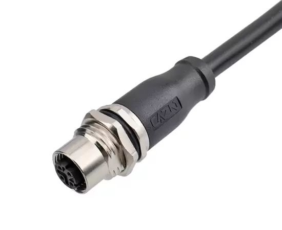 シールドチューブワイヤーハーネスを備えたM12成形雌ソケット1m 2m 5mケーブル長