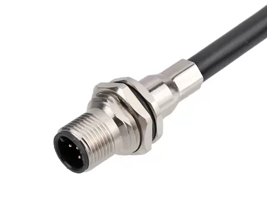 シールドチューブワイヤーハーネスを備えたM12オスソケット1m 2m 5mケーブル長