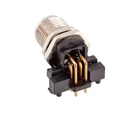 M12湾曲した針ソケット（PCB、ネジM12*1）