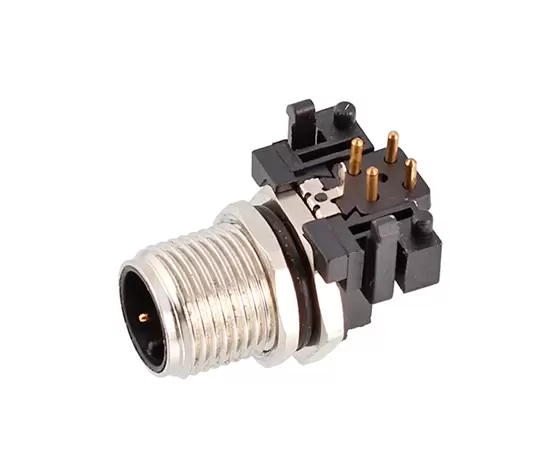 M12湾曲した針ソケット（PCB、ネジM12*1）